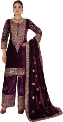 TEELFAB Women Ethnic Top Palazzo Dupatta Set