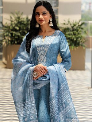 LIBAS Women Kurta Palazzo Dupatta Set