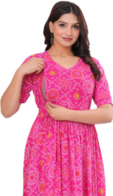 gottam Women Maternity/Nursing Nighty(Pink)