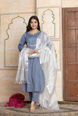 Teehance Women Kurti Pant Attached Dupatta Set