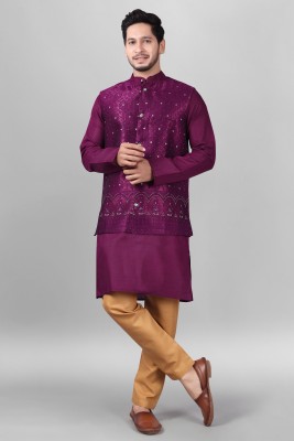 Brand Boy Men Kurta Pyjama Ethnic Jacket Set