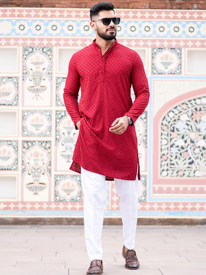 CRYSTALREVENUE Men Kurta Pyjama Set