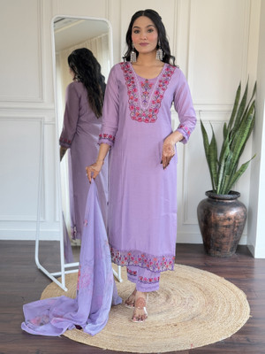 Dhruvil Impex Self Design Kurta, Trouser/Pant & Dupatta Set