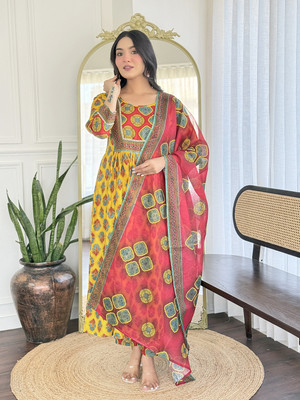 SDK Fashion Floral Print Kurta, Trouser/Pant & Dupatta Set