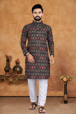 Kunj Creation Men Embroidered A-line Kurta(Multicolor)