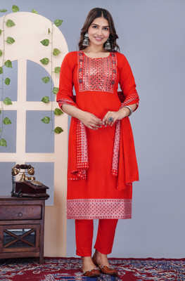 GLAMALUE Women Kurta Pant Dupatta Set