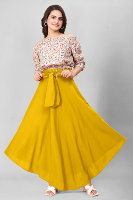 shitdhey Women Crop Top Skirt Set