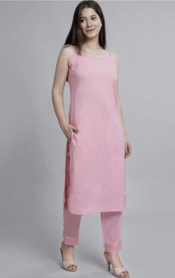 BR FASHIOIN Women Solid A-line Kurta(Pink)