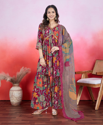 MOJILAA Women Kurta Sharara Dupatta Set