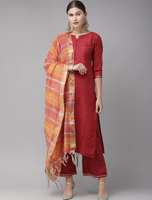 Thezaara Self Design Kurta, Palazzo & Dupatta Set