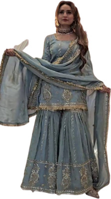NF FAB Women Ethnic Top Palazzo Dupatta Set