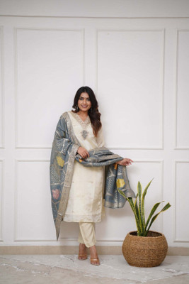 Ananta Creation Embroidered Kurta, Churidar & Dupatta Set