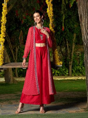 Shae by SASSAFRAS Women Ethnic Top Pant Ethnic Jacket Set