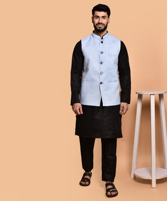 PRINTCULTR Men Kurta Pyjama Ethnic Jacket Set