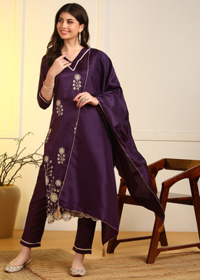 New Ethnic 4 You Embroidered Kurta, Trouser/Pant & Dupatta Set