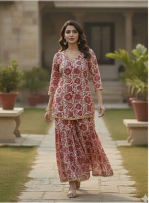 AAFAMI Women Kurti Sharara Set