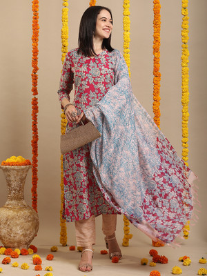 Tasrika Floral Print Kurta, Trouser/Pant & Dupatta Set