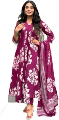 Rudraa Fashions Floral Print Kurta, Palazzo & Dupatta Set