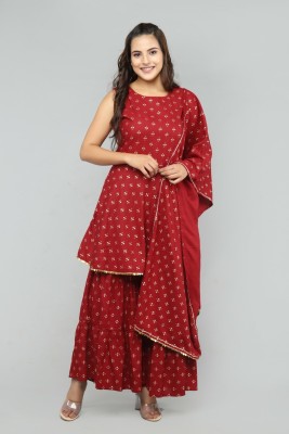 ASHISH PRINT Women Kurta Sharara Dupatta Set