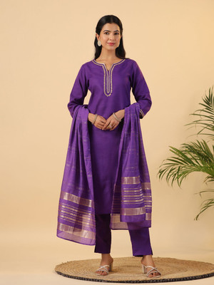 Janasya Women Kurta Pant Dupatta Set