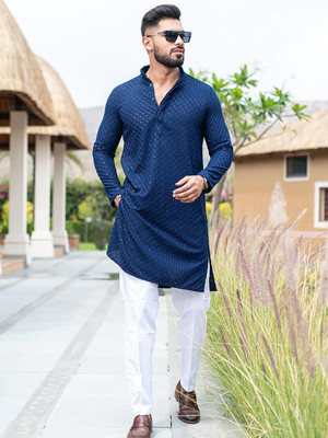 CRYSTALREVENUE Men Kurta Pyjama Set
