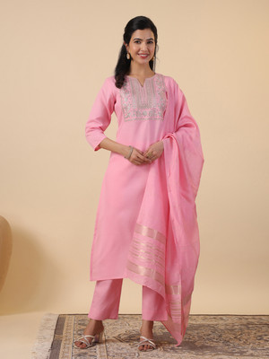 Janasya Women Kurta Pant Dupatta Set