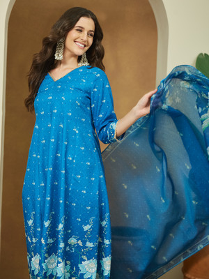 Janasya Women Kurta Pant Dupatta Set