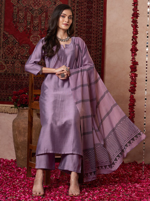 Tasrika Solid Kurta, Trouser/Pant & Dupatta Set