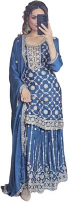 NF FAB Women Ethnic Top Palazzo Dupatta Set