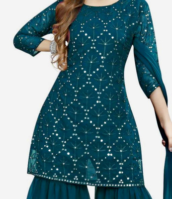 H V COLLECTION Women Kurta Sharara Dupatta Set