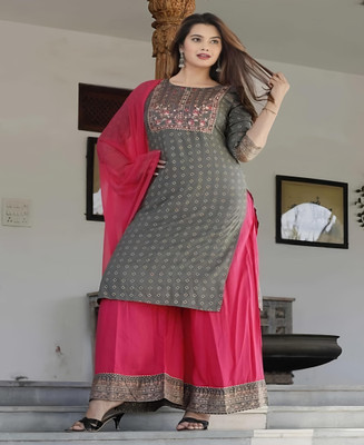 VINOD VADHWANI Women Kurta Palazzo Attached Dupatta Set