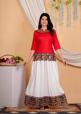 canvir Women Ethnic Top Skirt Set
