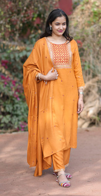 Jaipuri Bunaai Women Kurta Pant Dupatta Set
