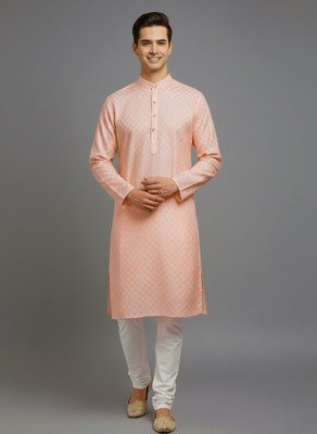Tibra Collection Men Solid Straight Kurta(Beige)