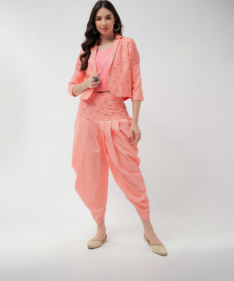 PANNKH Women Ethnic Top Dhoti Pant Ethnic Jacket Set