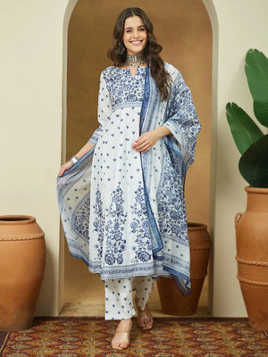 Janasya Women Kurta Pant Dupatta Set