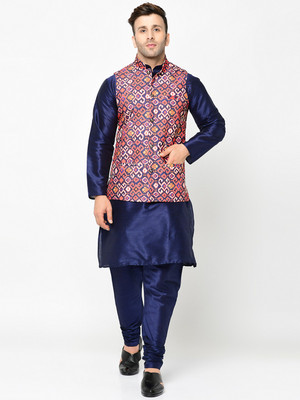 kaifoo Men Kurta Churidar Ethnic Jacket Set