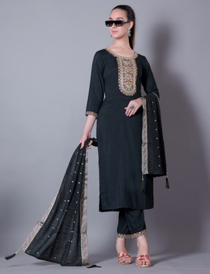 D Fashion Hub Embroidered, Self Design Kurta, Trouser/Pant & Dupatta Set