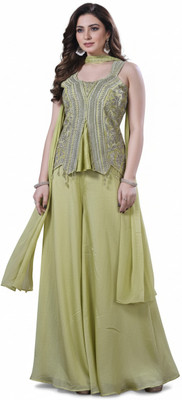 avievie Women Ethnic Top Palazzo Dupatta Set