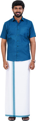 SUMAN TEX Men Shirt Dhoti Set