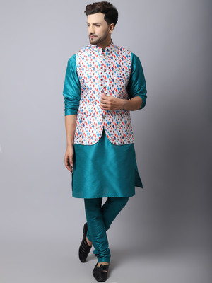 BANHUSSAIN Men Kurta Pyjama Ethnic Jacket Set