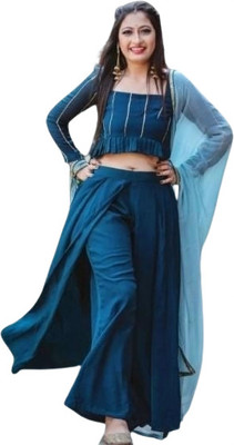 Adejo Women Crop Top Sharara Dupatta Set