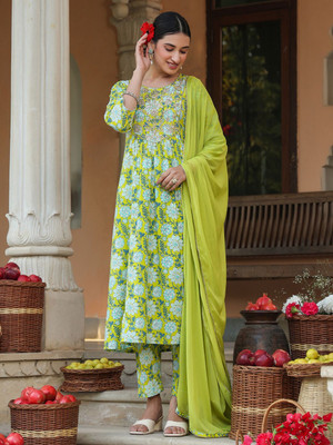 Janasya Women Kurti Pant Dupatta Set