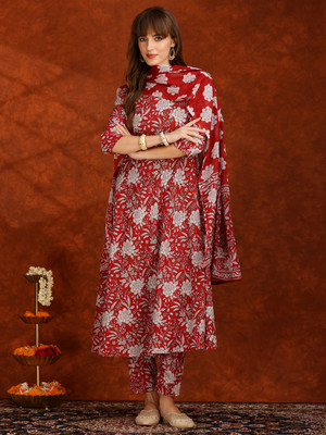 Tasrika Printed Kurta, Trouser/Pant & Dupatta Set