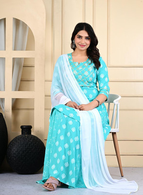 ASHISH PRINT Women Kurti Skirt Dupatta Set