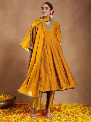 Janasya Women Kurti Palazzo Dupatta Set