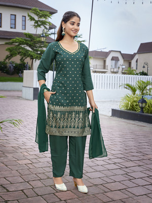 Nayasi Embroidered Kurta, Trouser/Pant & Dupatta Set
