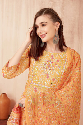 TRAHIMAM Women Kurti Pant Dupatta Set