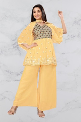 PARROT ENTERPRSE Women Crop Top Sharara Set