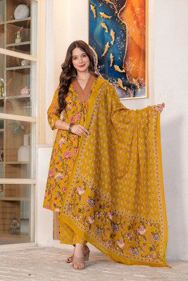 Gaurangii Women Kurti Palazzo Attached Dupatta Set